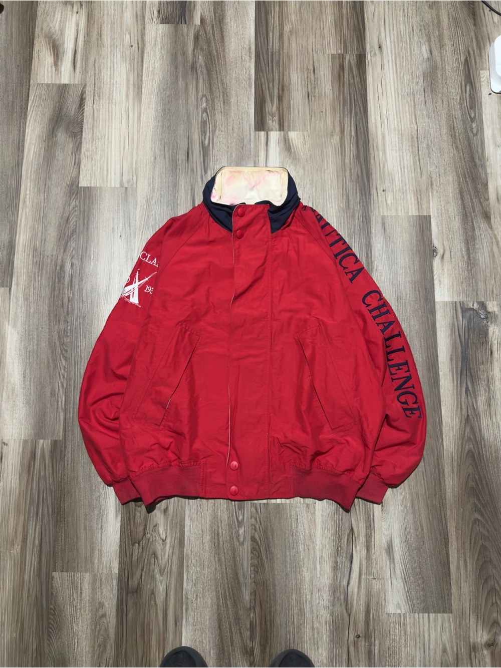 Vintage 90s Náutica Challenge Red Full Zip J-Class Sailing Jacket • Size L